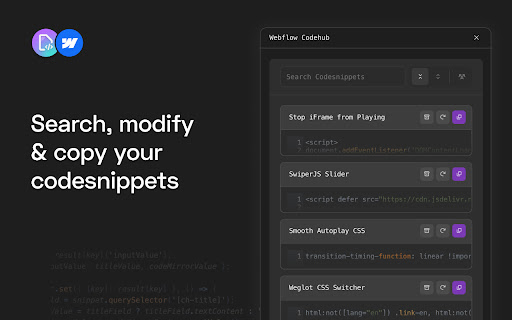 Codehub for Webflow from Chrome web store to be run with OffiDocs Chromium online Codehub for Webflow from Chrome web store to be run with OffiDocs Chromium online