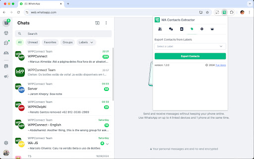 Contacts Exporter for WhatsApp from Chrome web store to be run with OffiDocs Chromium online Contacts Exporter for WhatsApp from Chrome web store to be run with OffiDocs Chromium online