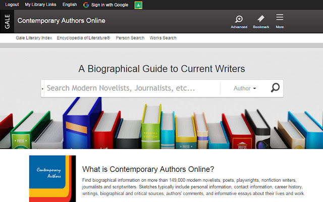 Contemporary Authors Online from Chrome web store to be run with OffiDocs Chromium online Contemporary Authors Online from Chrome web store to be run with OffiDocs Chromium online