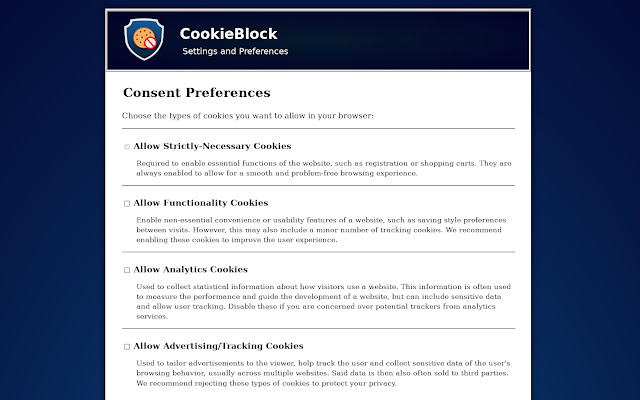 CookieBlock from Chrome web store to be run with OffiDocs Chromium online CookieBlock from Chrome web store to be run with OffiDocs Chromium online