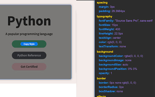 CopyCSS One click style copying for developers. from Chrome web store to be run with OffiDocs Chromium online CopyCSS One click style copying for developers. from Chrome web store to be run with OffiDocs Chromium online