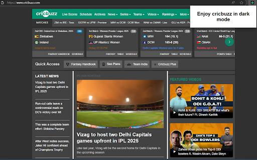 Cricbuzz Dark Mode from Chrome web store to be run with OffiDocs Chromium online Cricbuzz Dark Mode from Chrome web store to be run with OffiDocs Chromium online