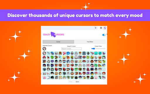 Custom Cursor Trails by Crazy Cursors from Chrome web store to be run with OffiDocs Chromium online Custom Cursor Trails by Crazy Cursors from Chrome web store to be run with OffiDocs Chromium online