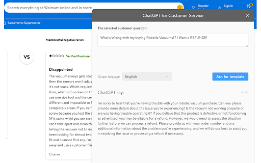 Customer Service Helper with GPT 4 in Walmart from Chrome web store to be run with OffiDocs Chromium online Customer Service Helper with GPT 4 in Walmart from Chrome web store to be run with OffiDocs Chromium online