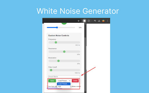 Custom Noise Generator from Chrome web store to be run with OffiDocs Chromium online Custom Noise Generator from Chrome web store to be run with OffiDocs Chromium online