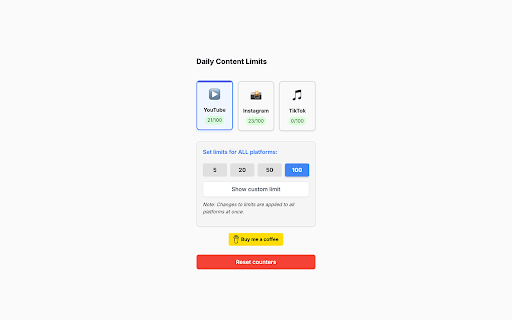Daily Content Limit from Chrome web store to be run with OffiDocs Chromium online Daily Content Limit from Chrome web store to be run with OffiDocs Chromium online