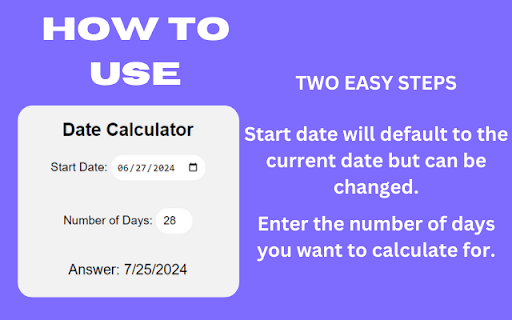 Date Calculator from Chrome web store to be run with OffiDocs Chromium online Date Calculator from Chrome web store to be run with OffiDocs Chromium online