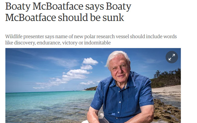 De Attenborough/Re McBoatface from Chrome web store to be run with OffiDocs Chromium online De Attenborough/Re McBoatface from Chrome web store to be run with OffiDocs Chromium online