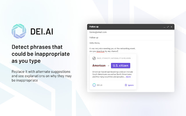 DEI.AI from Chrome web store to be run with OffiDocs Chromium online DEI.AI from Chrome web store to be run with OffiDocs Chromium online