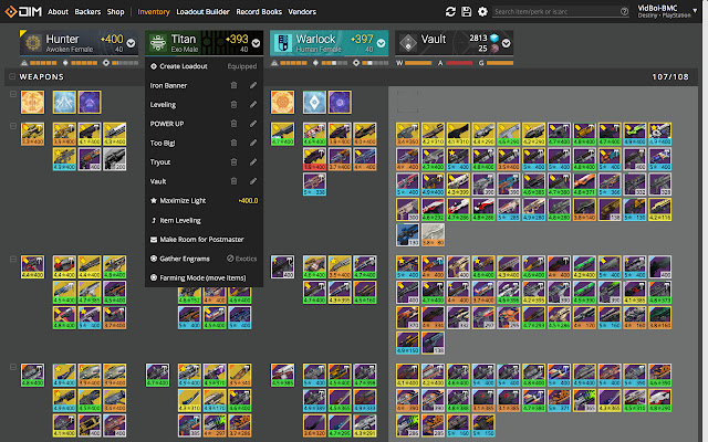Destiny Item Manager Shortcut from Chrome web store to be run with OffiDocs Chromium online Destiny Item Manager Shortcut from Chrome web store to be run with OffiDocs Chromium online