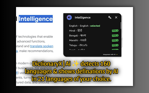 DictionaryX | Ai✨ from Chrome web store to be run with OffiDocs Chromium online DictionaryX | Ai✨ from Chrome web store to be run with OffiDocs Chromium online