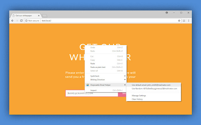 Disposable Email Helper from Chrome web store to be run with OffiDocs Chromium online Disposable Email Helper from Chrome web store to be run with OffiDocs Chromium online