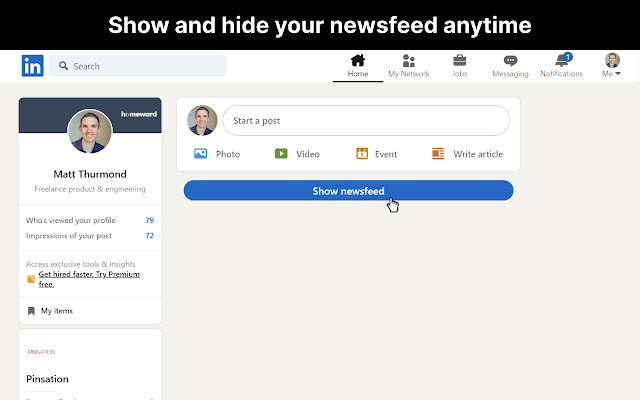 Distraction free for Linkedin™ from Chrome web store to be run with OffiDocs Chromium online Distraction free for Linkedin™ from Chrome web store to be run with OffiDocs Chromium online