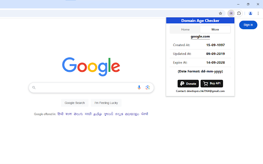 Domain Age Checker | Website Age Checker from Chrome web store to be run with OffiDocs Chromium online Domain Age Checker | Website Age Checker from Chrome web store to be run with OffiDocs Chromium online