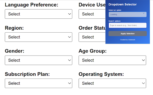 Dropdown Selector from Chrome web store to be run with OffiDocs Chromium online Dropdown Selector from Chrome web store to be run with OffiDocs Chromium online