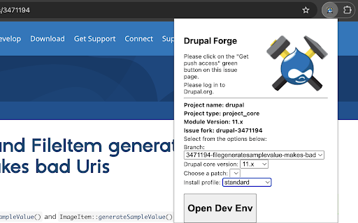 Drupal Forge helper extension from Chrome web store to be run with OffiDocs Chromium online Drupal Forge helper extension from Chrome web store to be run with OffiDocs Chromium online