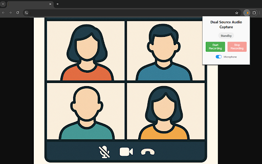 Dual Source Audio Capture from Chrome web store to be run with OffiDocs Chromium online Dual Source Audio Capture from Chrome web store to be run with OffiDocs Chromium online