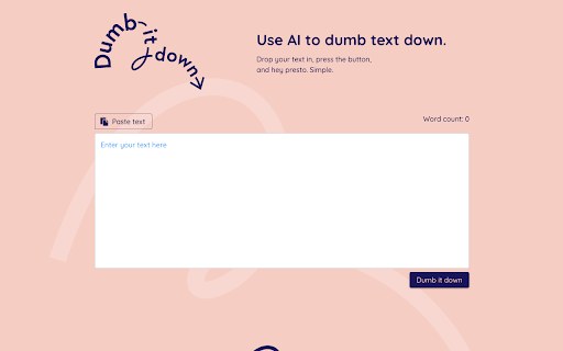 Dumb It Down from Chrome web store to be run with OffiDocs Chromium online Dumb It Down from Chrome web store to be run with OffiDocs Chromium online