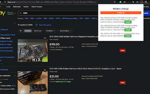 eBay Listing Hider from Chrome web store to be run with OffiDocs Chromium online eBay Listing Hider from Chrome web store to be run with OffiDocs Chromium online