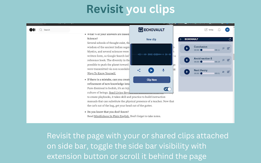 Echovault Record, Clip and Share from Chrome web store to be run with OffiDocs Chromium online Echovault Record, Clip and Share from Chrome web store to be run with OffiDocs Chromium online