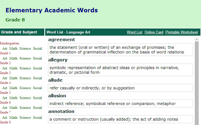 Elementary Academic Words from Chrome web store to be run with OffiDocs Chromium online Elementary Academic Words from Chrome web store to be run with OffiDocs Chromium online