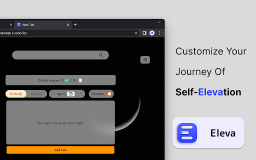 Eleva: Minimal To Do List Planner at Your New Tab from Chrome web store to be run with OffiDocs Chromium online Eleva: Minimal To Do List Planner at Your New Tab from Chrome web store to be run with OffiDocs Chromium online