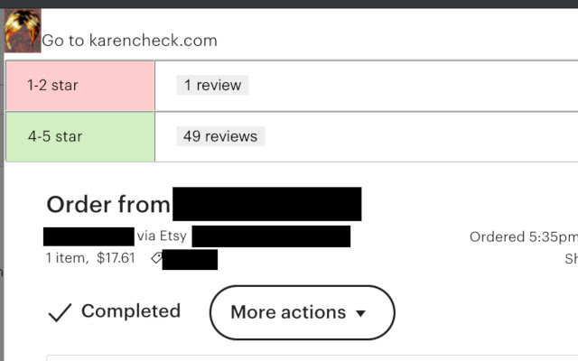 Etsy KarenCheck Chrome from Chrome web store to be run with OffiDocs Chromium online Etsy KarenCheck Chrome from Chrome web store to be run with OffiDocs Chromium online