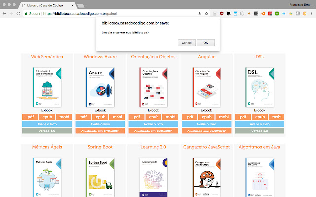 Exportar Biblioteca da Casa do Código from Chrome web store to be run with OffiDocs Chromium online Exportar Biblioteca da Casa do Código from Chrome web store to be run with OffiDocs Chromium online