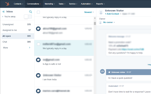 Export Hubspot Conversations from Chrome web store to be run with OffiDocs Chromium online Export Hubspot Conversations from Chrome web store to be run with OffiDocs Chromium online