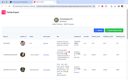 Export Twitter Followers from Chrome web store to be run with OffiDocs Chromium online Export Twitter Followers from Chrome web store to be run with OffiDocs Chromium online