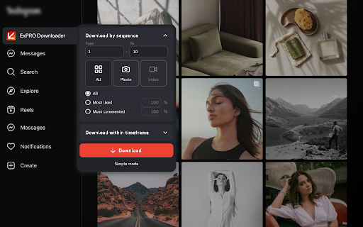 ExPro Downloader for Instagram from Chrome web store to be run with OffiDocs Chromium online ExPro Downloader for Instagram from Chrome web store to be run with OffiDocs Chromium online