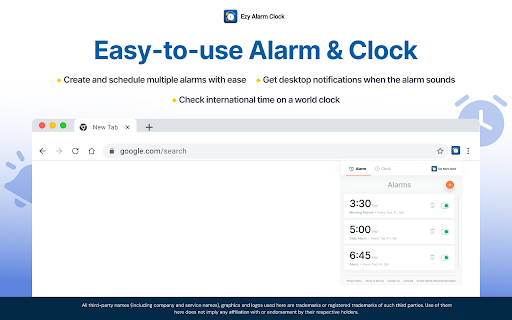 Ezy Alarm Clock from Chrome web store to be run with OffiDocs Chromium online Ezy Alarm Clock from Chrome web store to be run with OffiDocs Chromium online