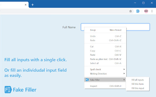 Fake Filler 2 from Chrome web store to be run with OffiDocs Chromium online Fake Filler 2 from Chrome web store to be run with OffiDocs Chromium online