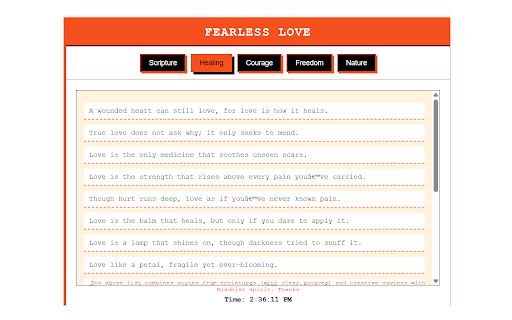 Fearless Love from Chrome web store to be run with OffiDocs Chromium online Fearless Love from Chrome web store to be run with OffiDocs Chromium online