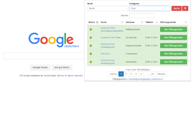 Öffnungszeiten from Chrome web store to be run with OffiDocs Chromium online Öffnungszeiten from Chrome web store to be run with OffiDocs Chromium online