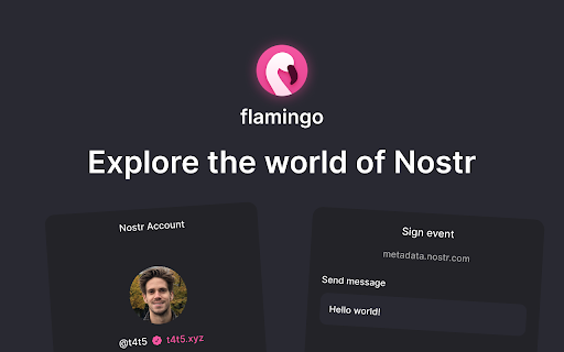 Flamingo – Nostr extension from Chrome web store to be run with OffiDocs Chromium online Flamingo – Nostr extension from Chrome web store to be run with OffiDocs Chromium online