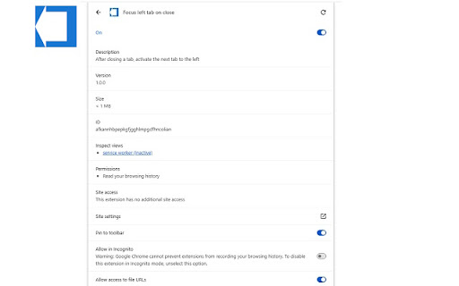 Focus left tab on close from Chrome web store to be run with OffiDocs Chromium online Focus left tab on close from Chrome web store to be run with OffiDocs Chromium online