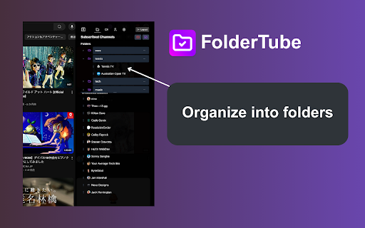 FolderTube: Organize your YouTube subscriptions from Chrome web store to be run with OffiDocs Chromium online FolderTube: Organize your YouTube subscriptions from Chrome web store to be run with OffiDocs Chromium online