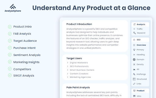Free All in One SEO and Website Traffic Analysis Tool by AnalyzeSphere from Chrome web store to be run with OffiDocs Chromium online Free All in One SEO and Website Traffic Analysis Tool by AnalyzeSphere from Chrome web store to be run with OffiDocs Chromium online