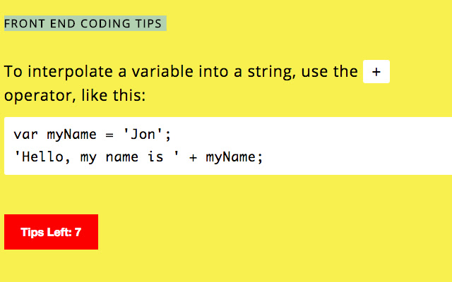 Front End Tips Tab from Chrome web store to be run with OffiDocs Chromium online Front End Tips Tab from Chrome web store to be run with OffiDocs Chromium online