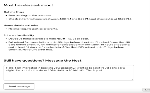 FullHouse Travel Cheaper AirBnB Discount Requester from Chrome web store to be run with OffiDocs Chromium online FullHouse Travel Cheaper AirBnB Discount Requester from Chrome web store to be run with OffiDocs Chromium online