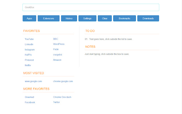 Geekbox: new tab page from Chrome web store to be run with OffiDocs Chromium online Geekbox: new tab page from Chrome web store to be run with OffiDocs Chromium online