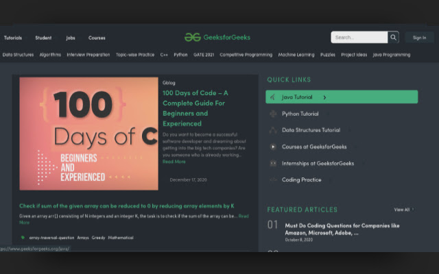 GeeksforGeeks Dark Mode from Chrome web store to be run with OffiDocs Chromium online GeeksforGeeks Dark Mode from Chrome web store to be run with OffiDocs Chromium online