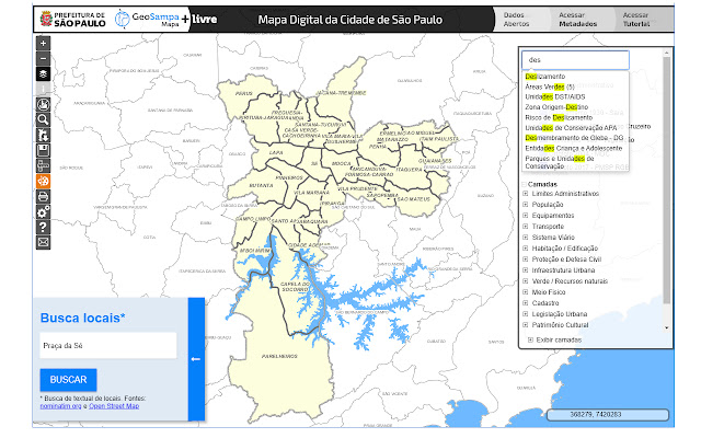 GeoSampa+Livre from Chrome web store to be run with OffiDocs Chromium online GeoSampa+Livre from Chrome web store to be run with OffiDocs Chromium online