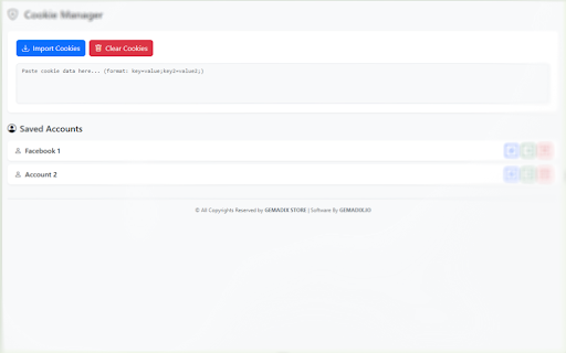 Get Cookie Manager by Gemadix Solution from Chrome web store to be run with OffiDocs Chromium online Get Cookie Manager by Gemadix Solution from Chrome web store to be run with OffiDocs Chromium online