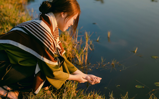 Girl releases fish from Chrome web store to be run with OffiDocs Chromium online Girl releases fish from Chrome web store to be run with OffiDocs Chromium online