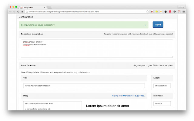 GitHub Issue Creator from Chrome web store to be run with OffiDocs Chromium online GitHub Issue Creator from Chrome web store to be run with OffiDocs Chromium online