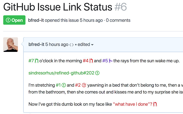 GitHub Issue Link Status from Chrome web store to be run with OffiDocs Chromium online GitHub Issue Link Status from Chrome web store to be run with OffiDocs Chromium online