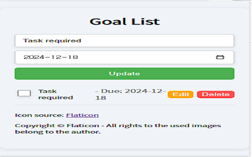 Goal List Manager from Chrome web store to be run with OffiDocs Chromium online Goal List Manager from Chrome web store to be run with OffiDocs Chromium online