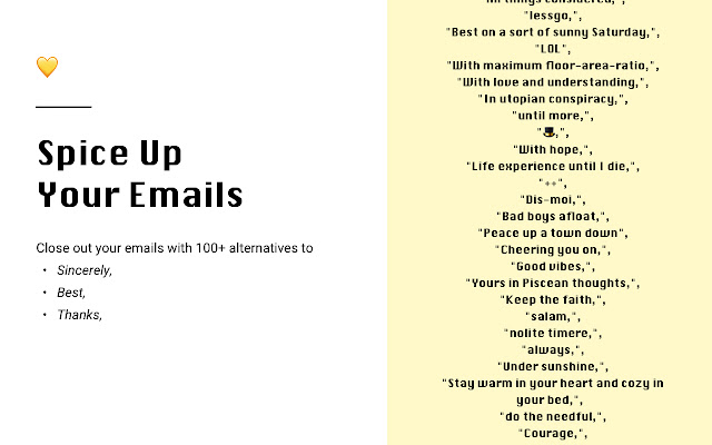 Good Sign Offs Gmail Extension from Chrome web store to be run with OffiDocs Chromium online Good Sign Offs Gmail Extension from Chrome web store to be run with OffiDocs Chromium online
